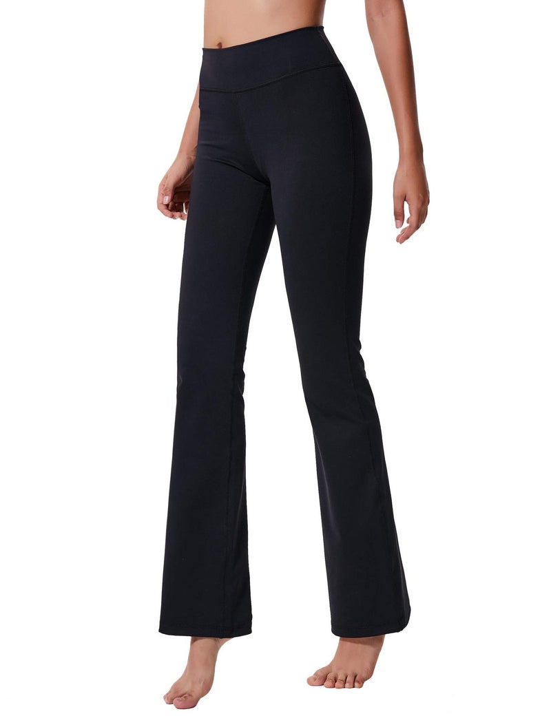 ChinFun Bootcut Wide Leg Yoga Pants with Pockets for Women Long Bootleg High Waist Workout Pants Tummy Control Flare Work Pants Black Size XL - Image 1